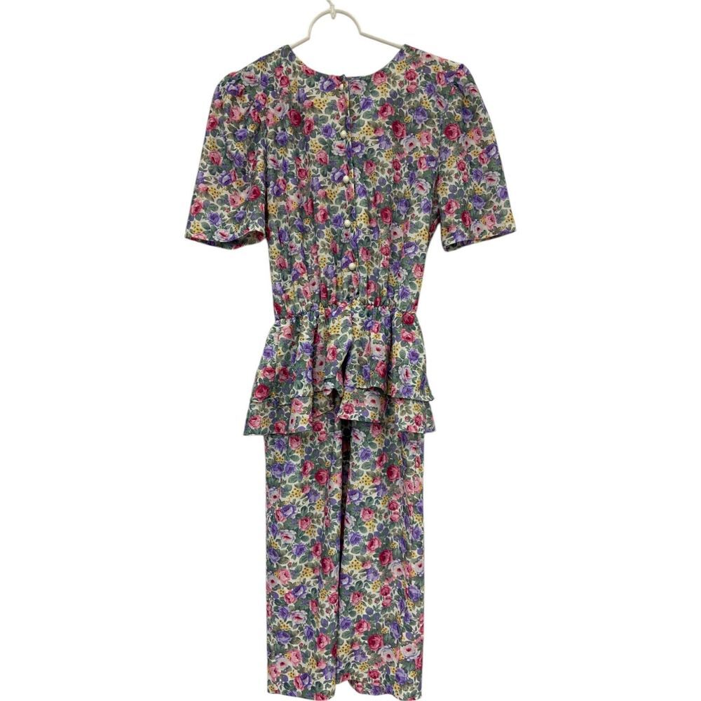 Items Dress Button‎ Front Short Sleeve Floral Ruffled Multicolor Women's Dress